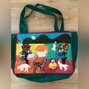 Vintage Peruvian Folk Art Tote Handmade